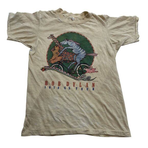 Bob Dylan Vintage 1978 US Tour T-Shirt in Yellow - Picture 1 of 8